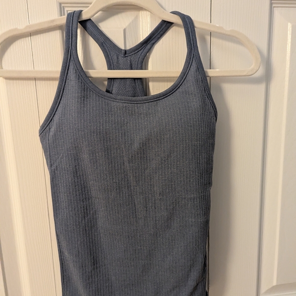 Blue Ribbed Tank Top - Picture 3 of 4